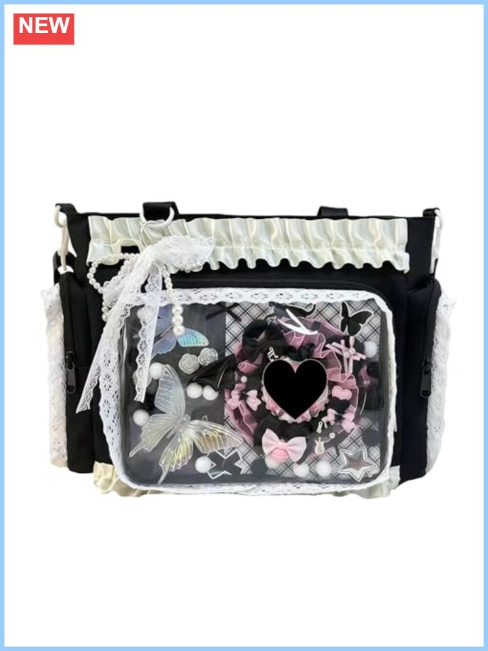 ita crossbody tote bag pin display insert large messenger bag zipper ruffle